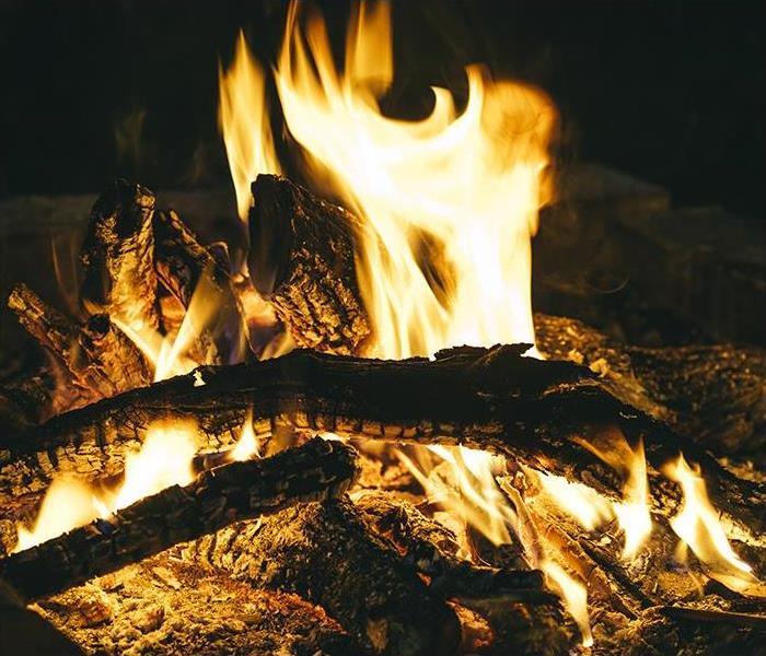 Closeup of a crackling fire